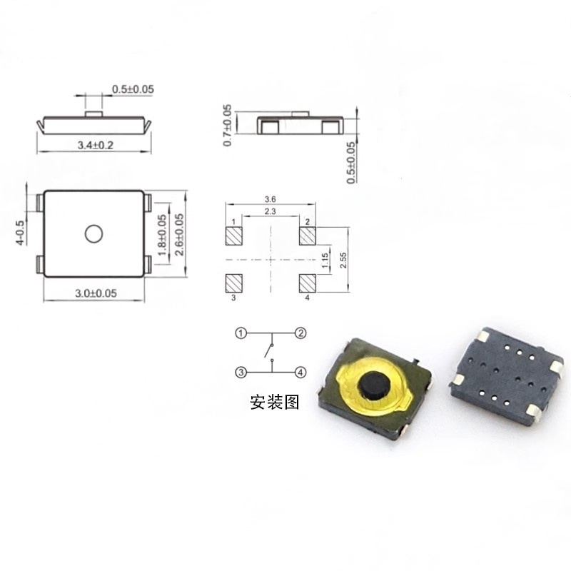 10/100 Peças Botão Tátil Minia - Smart Home Yellow avaliação e preço