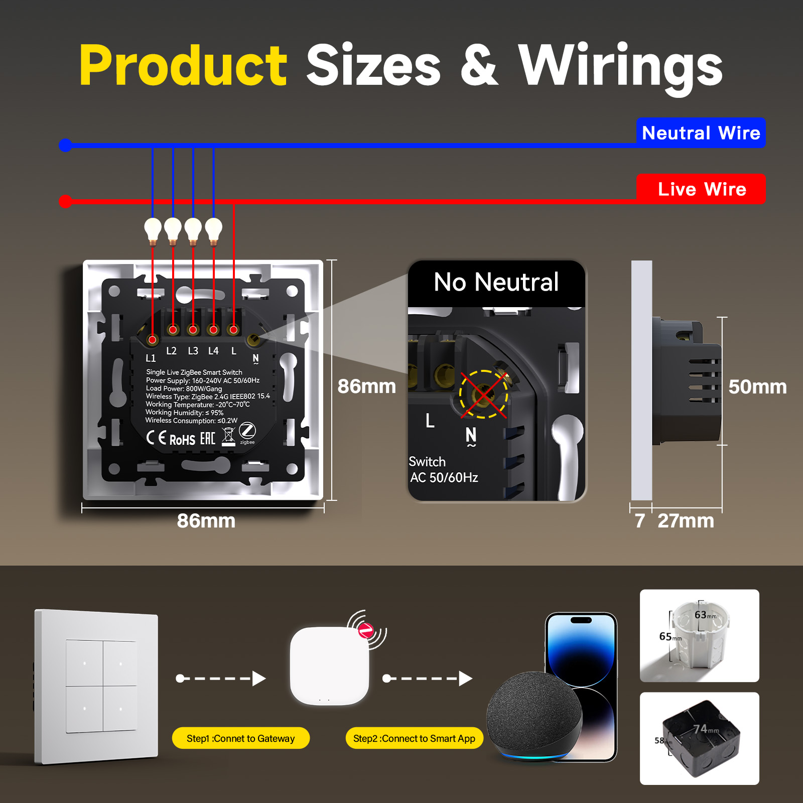 Interruptores ZigBee BSEED com - Smart Home Yellow avaliação e preço